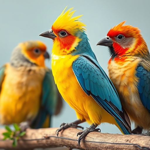 Variety of wild birds around seed feeder