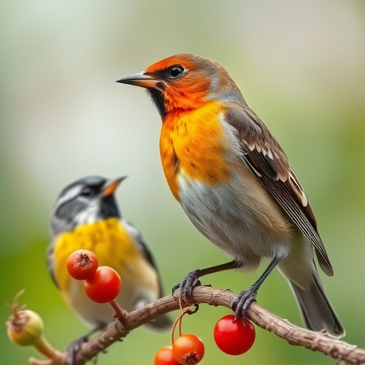 Variety of wild birds around seed feeder