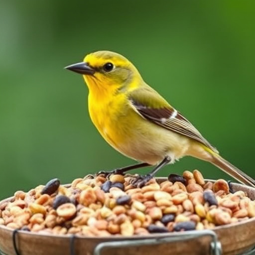Various bird seed packs on shelf