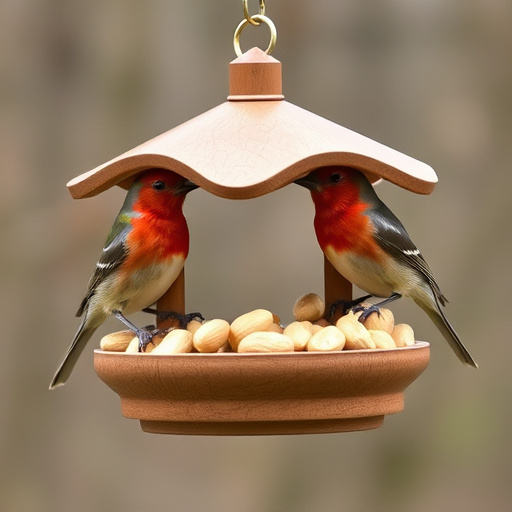 Whole peanuts in mesh bird feeder