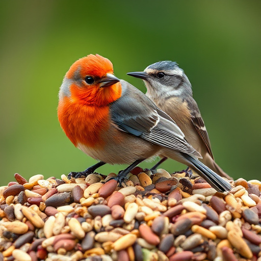 Wild bird seed mix on tray