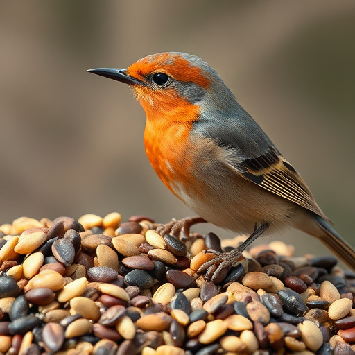 Wild bird seed mix on tray