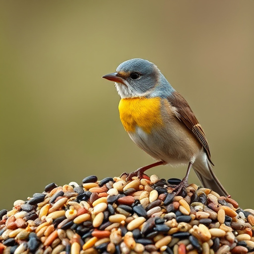 Wild bird seed mix on tray