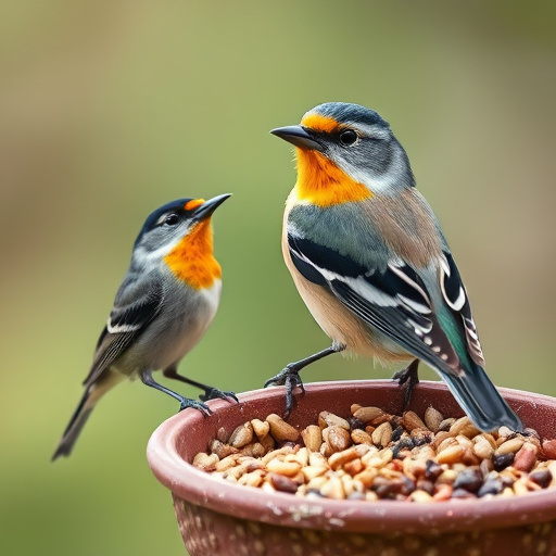 Wild bird seed pouring from bag