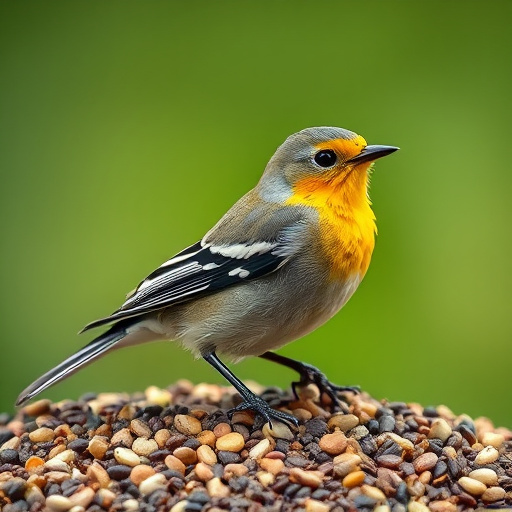 Wild bird seed pouring from bag