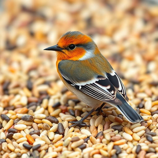 Wild bird seed pouring from bag