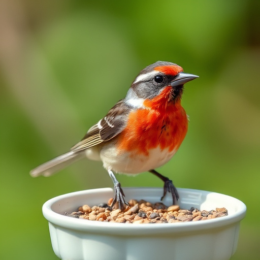 Wild bird seed pouring from bag