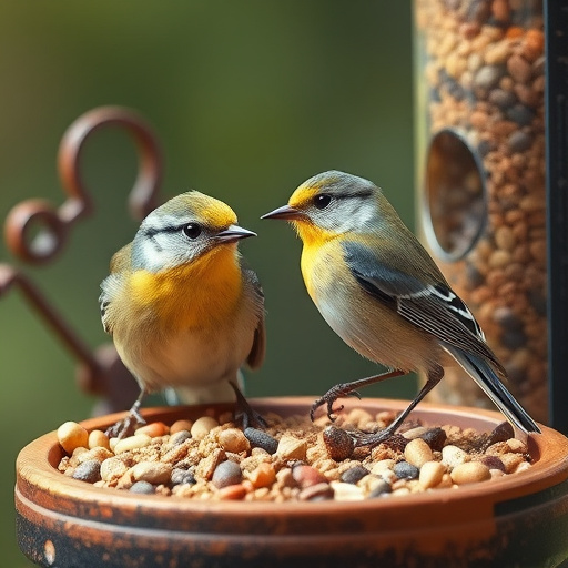 Wild bird seed pouring from bag