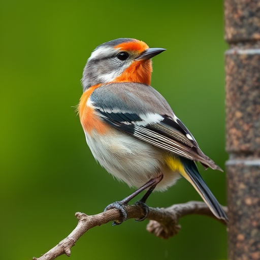 Wild birds eating from ground feeder