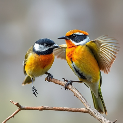 Wild birds eating from ground feeder