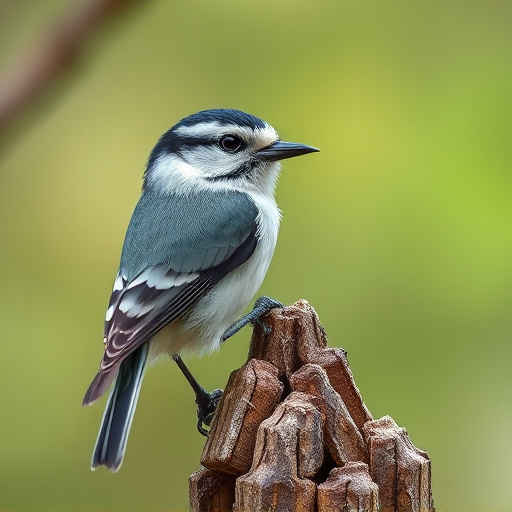 Wild birds eating suet pellets outdoors