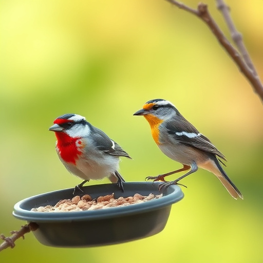 Wild birds eating sunflower hearts