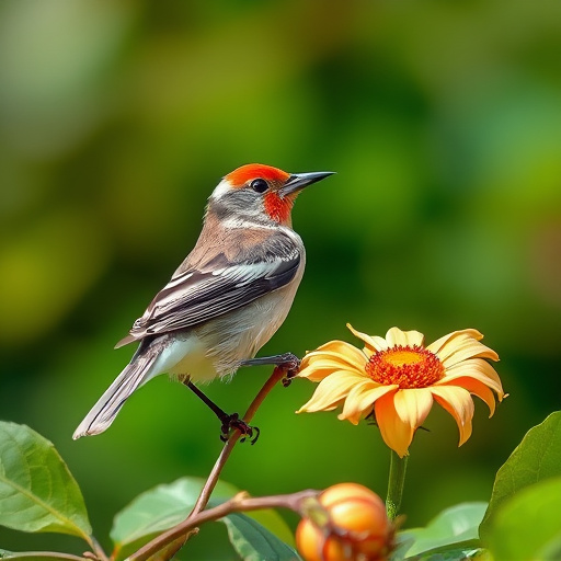 Wild birds enjoying mealworms outdoors
