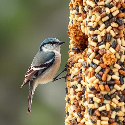 Wild birds enjoying protein-rich suet mix