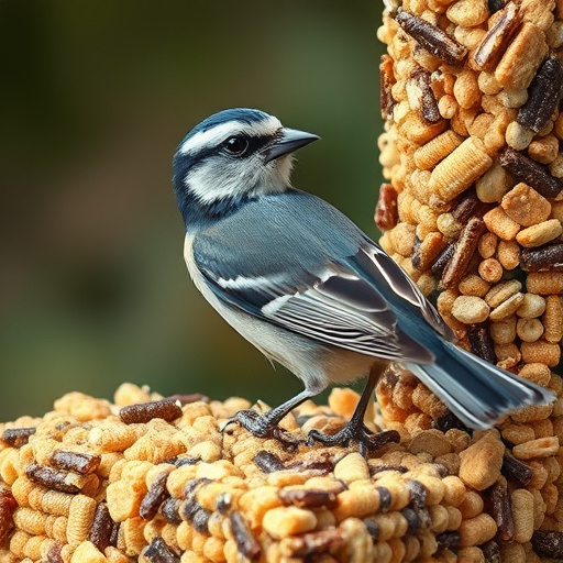 Wild birds enjoying protein-rich suet mix