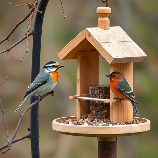 Wild birds feeding from seed tray