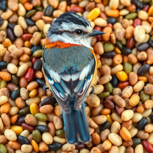 Wild birds feeding from seed tray