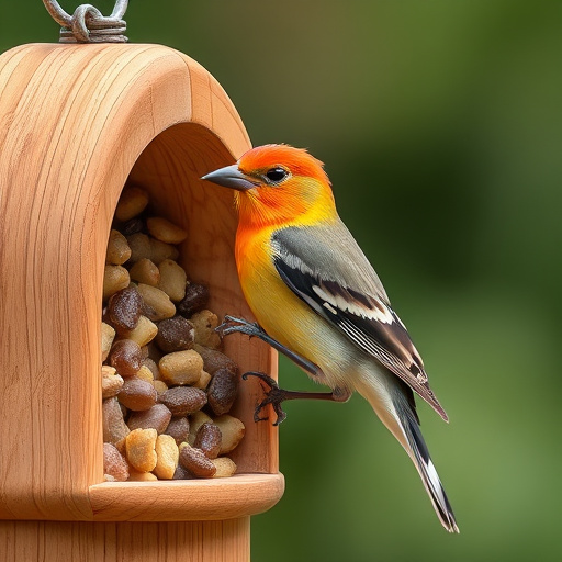 Wild birds feeding on fresh berries