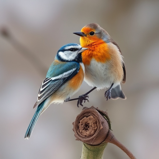 Wild birds feeding on fresh berries