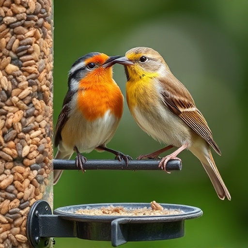 Wild birds feeding on fresh berries