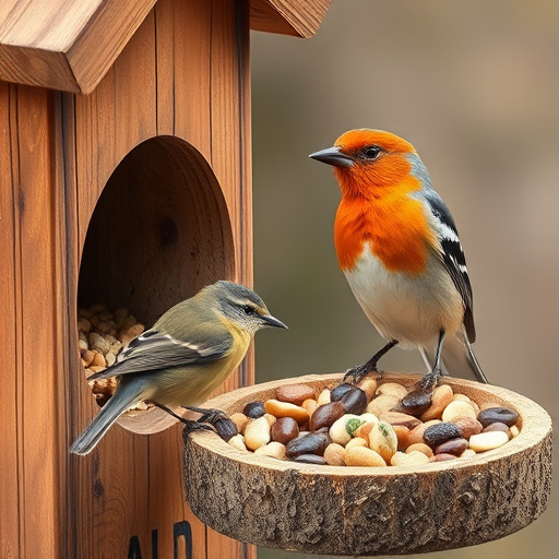 Wild birds feeding on fresh berries