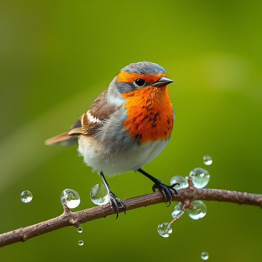 Wild birds feeding on fresh berries