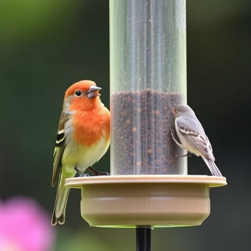 Wild birds feeding on fresh berries
