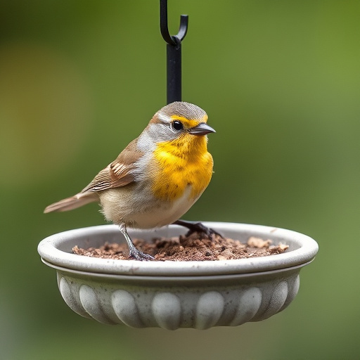 Wild birds gathered around small feeder