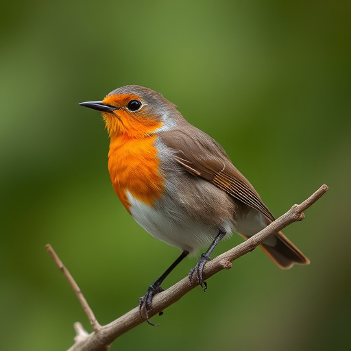 Wild robin in woodland during autumn