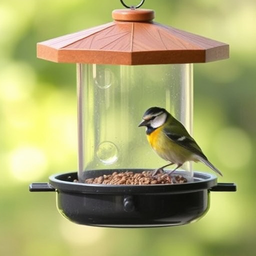 Window bird feeder attached to glass