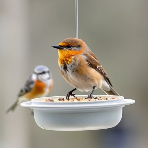 Window feeder attracting garden birds