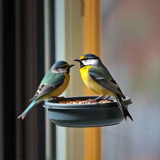 Window feeder attracting garden birds