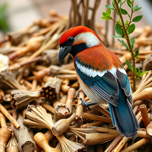 Winter garden scene with fat ball feeder