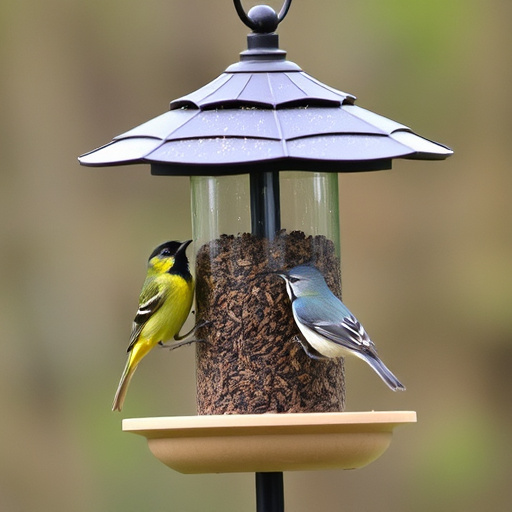 Wooden ground feeder with pitched roof