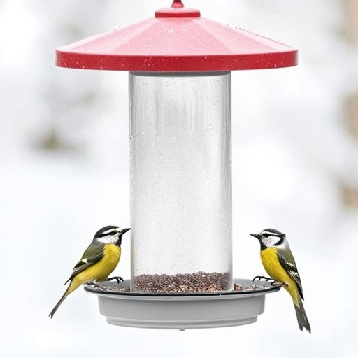 Wooden ground feeder with pitched roof