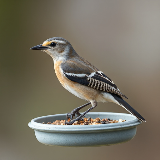 Woodpecker feeding on suet block