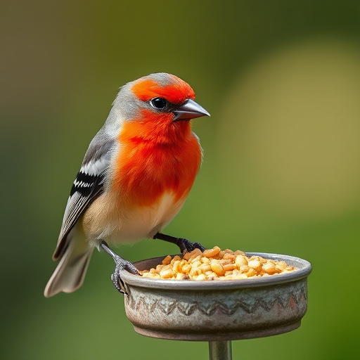 Woodpecker feeding on suet block