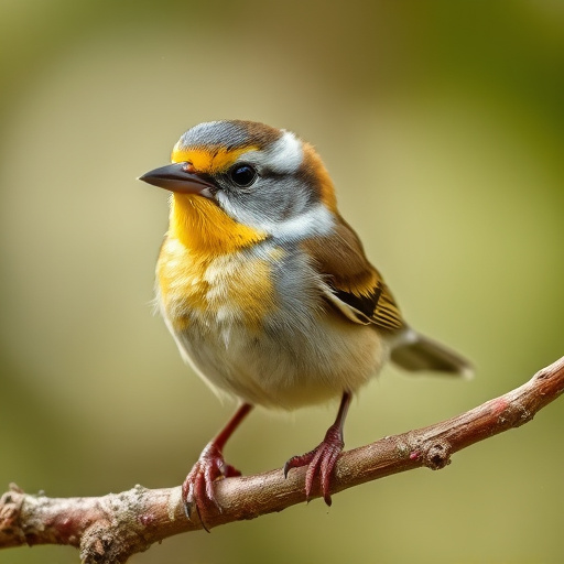 Young bird learning to eat independently