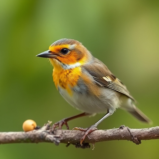 Young bird learning to eat independently