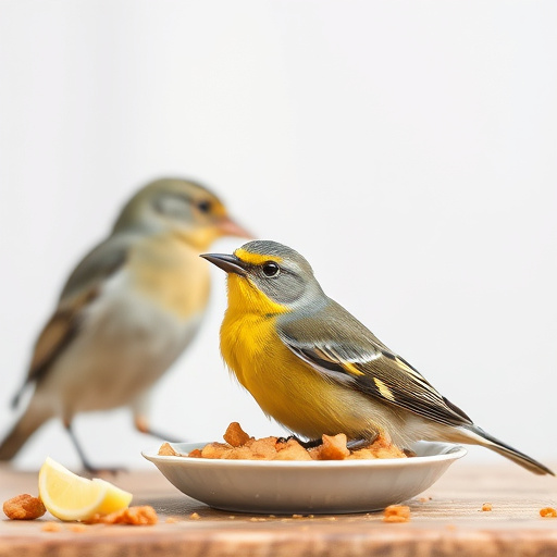 Young bird learning to eat independently