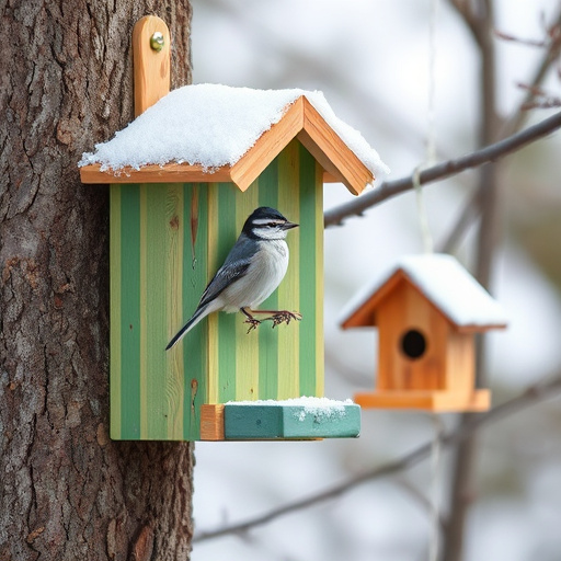 Bird box attached to fence post