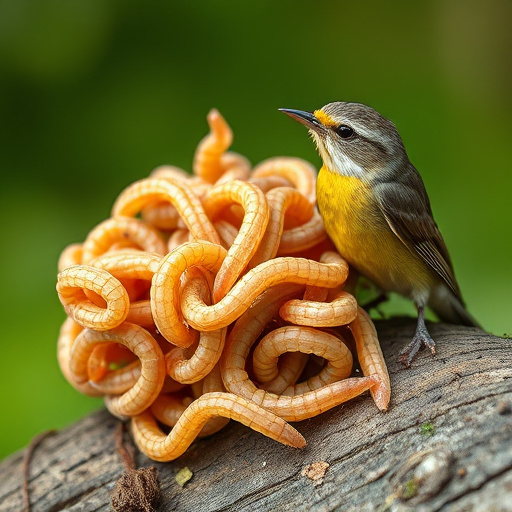 Bird feeder filled with mealworms only