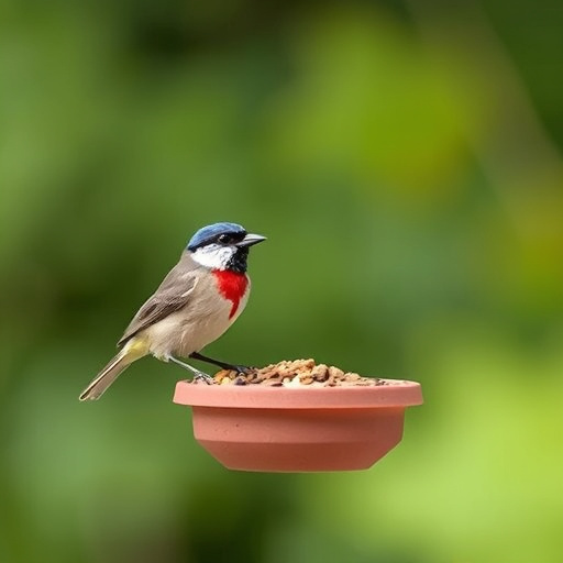 Bird seed being poured from sack