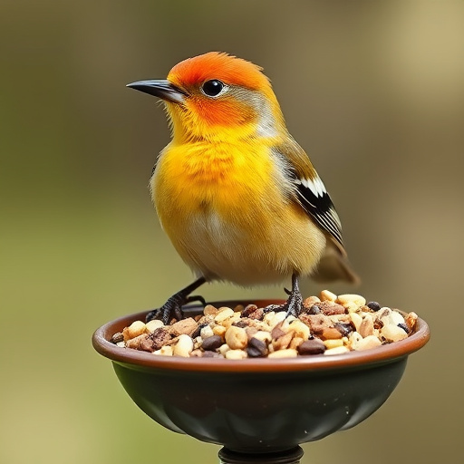 Bird seed being poured from sack
