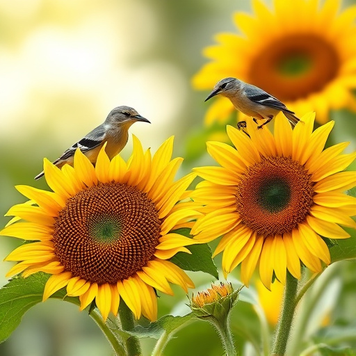Birds feeding on sunflower hearts feeder