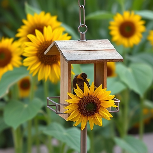 Birds feeding on sunflower hearts feeder