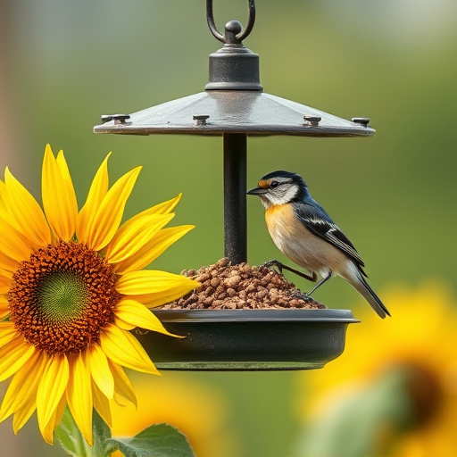 Blue tit holding seed in its beak