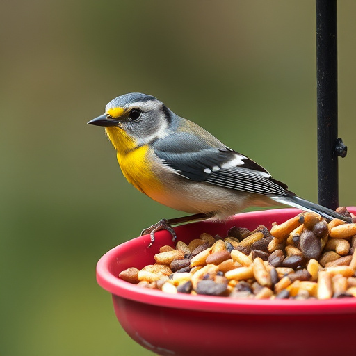 Feeder filled with husk-free bird seeds