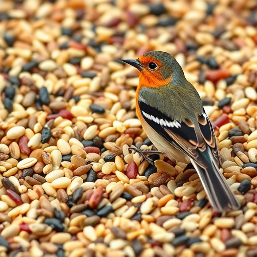 Feeder filled with husk-free bird seeds