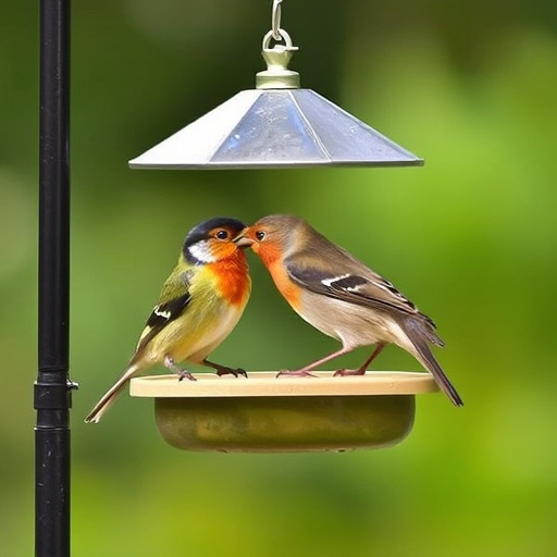 Feeding station with small bird silhouettes